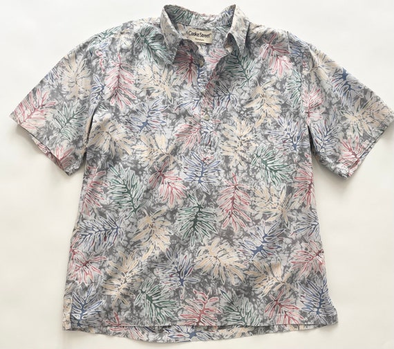 Vintage Hawaiian Aloha Shirt 70s Cooke Street Made in Hawaii Men's Short Sleeve Summer Shirts Tropical Floral Tiki Island Style Print