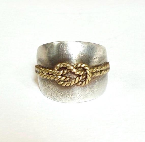 Vintage Taxco Sterling Silver Love Knot Ring Band Size 5.25