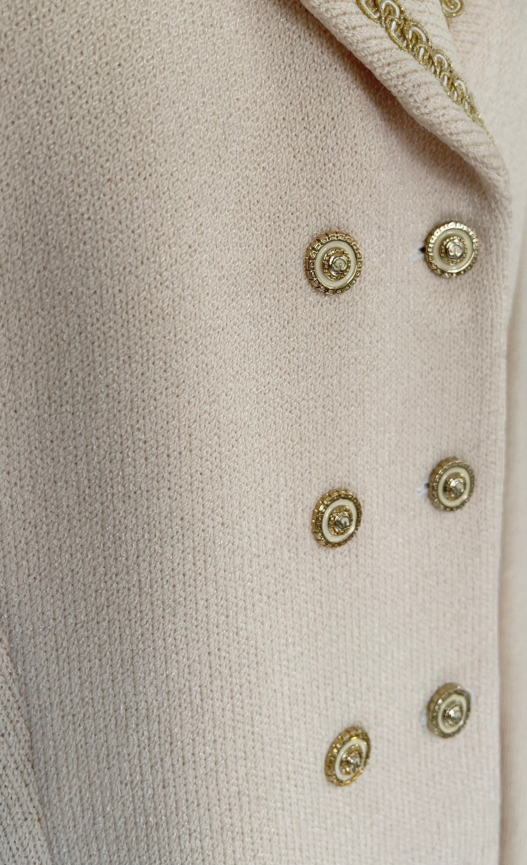 St. John Collection Jacket Gold Buttons Ivory White Knit Blazer Vintage ...