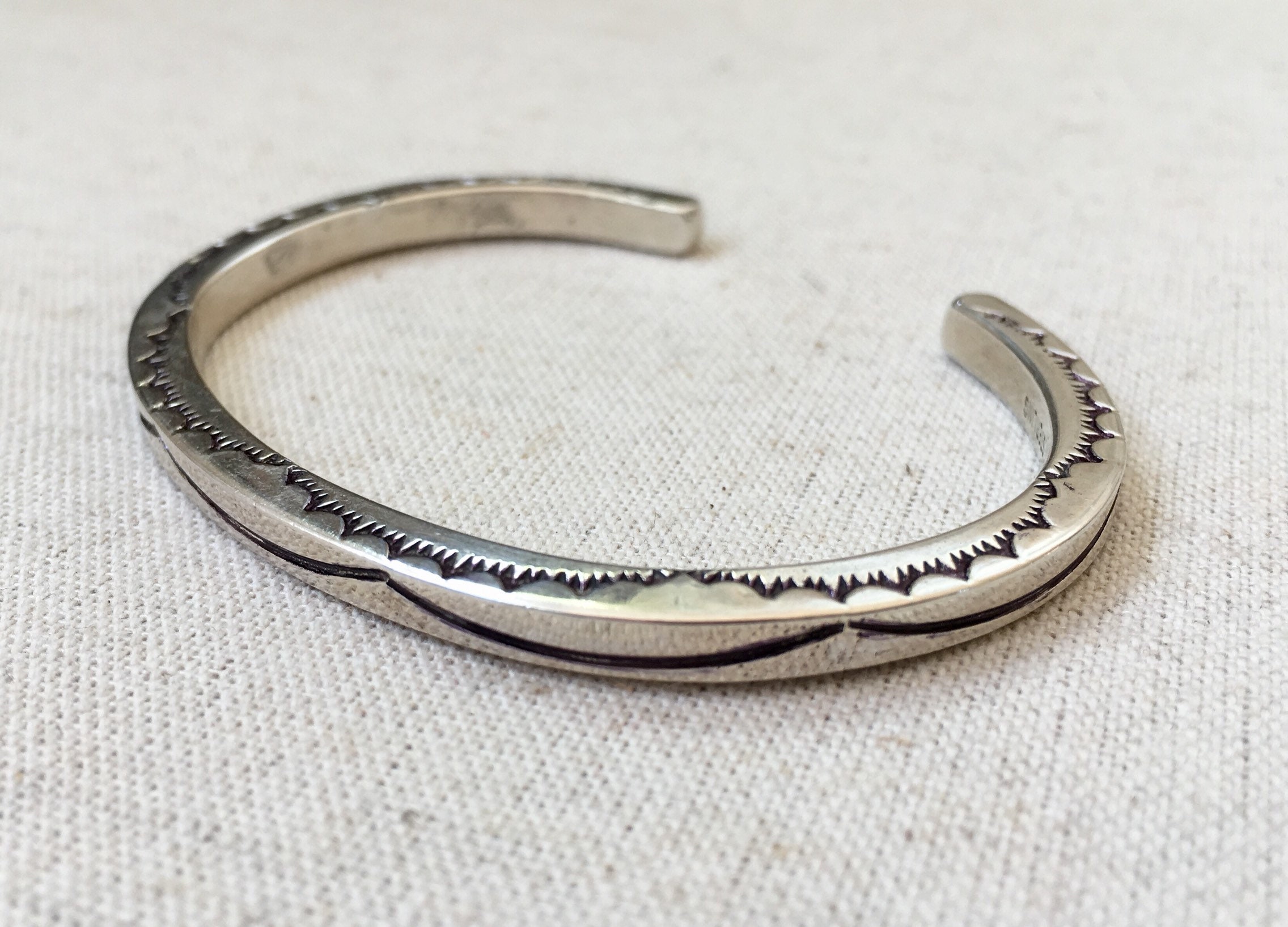 Navajo Square Ingot Bracelet Cuff Sterling Silver Vintage Native