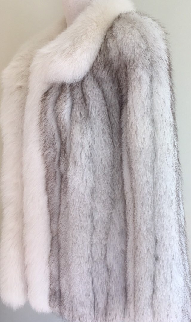 Saga Fox Fur Coat Jacket Vintage La Boutique Edgewater Big Fluffy White ...