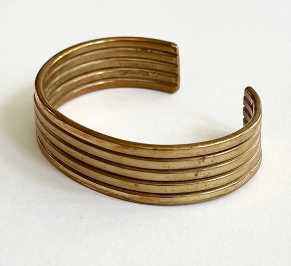 Minimalist Solid Brass Cuff Bracelet Vintage Simp… - image 3