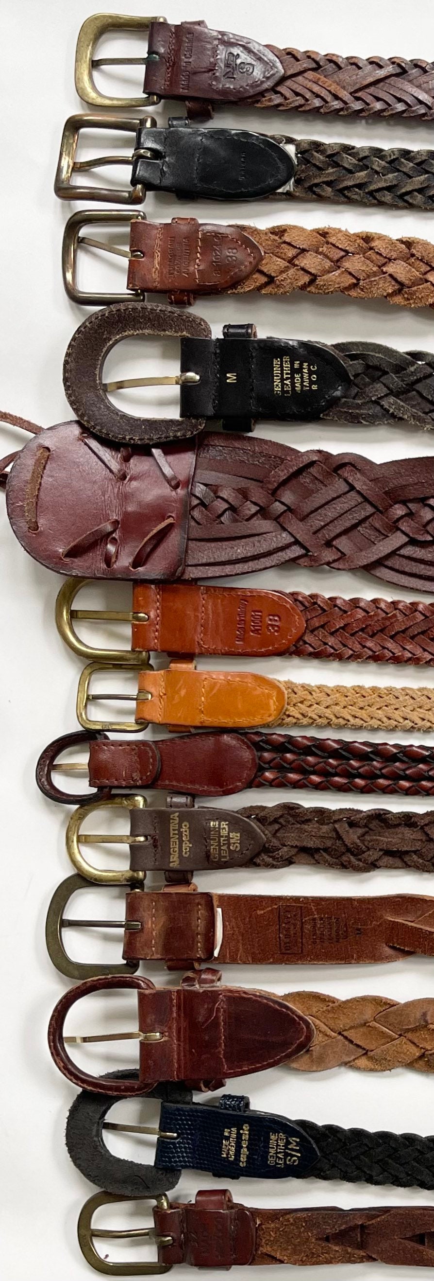 Braided Leather Belt Belts Vintage Leather Goods Woven - Etsy
