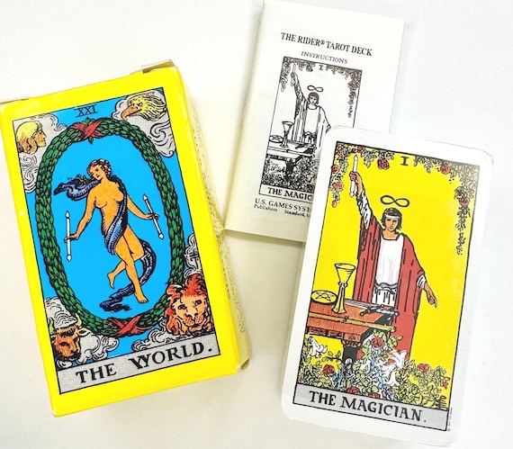 Vintage Tarot Card Deck 70s 80s Raider Waite Miniature Sealed Never Used Cards Made in Switzerland