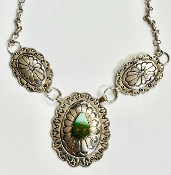 Navajo Turquoise Concho Necklace Marcella James Signed Vintage Native American Navajo Stamped Sterling Silver Conchas Chain Link Etsy