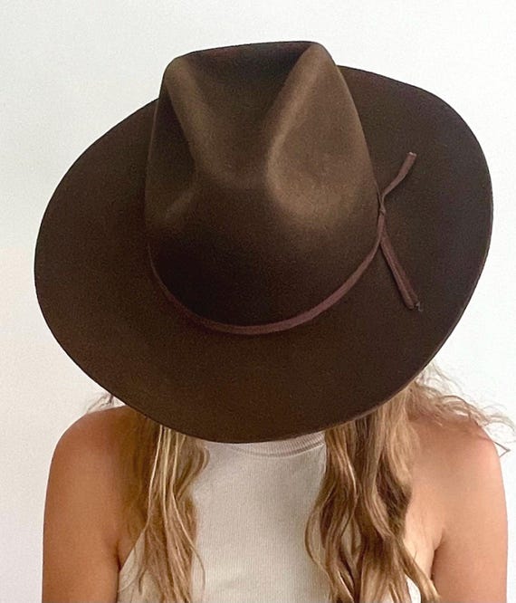 Vintage 3X Beaver Fur Cowboy Hat - Dark Brown Miller Bros Westerns - Size 7