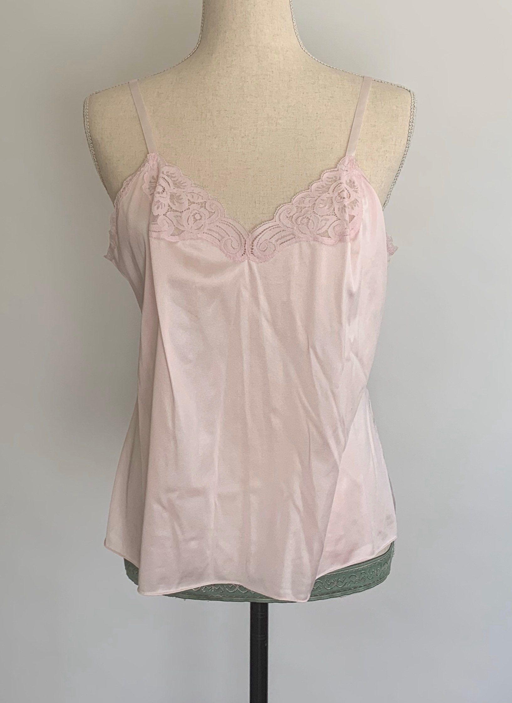Pale Pink Nylon Camisole Top Nightie Vintage 60s Pale Pink Lace ...