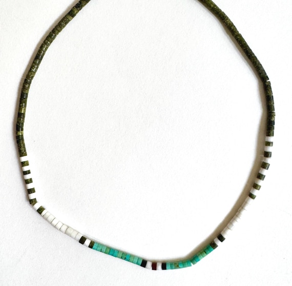 Native American Turquoise Necklace Vintage Santo Domingo Heishi Beaded 19"