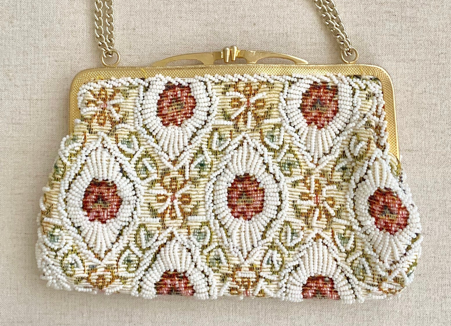 Walborg Tapestry Beaded Purse Hand Beaded in Hong Kong Vintage Wedding ...