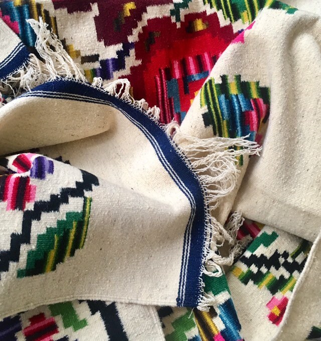 RESERVED for Hollie Antique Mexican Wool Blanket Throw Vintage 40s