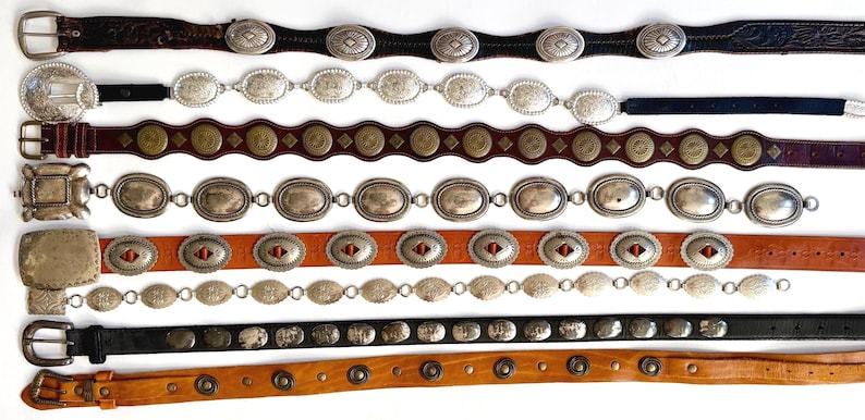 Vintage conchoriem bruine leren band western-zuidwesten cowboy afbeelding 5
