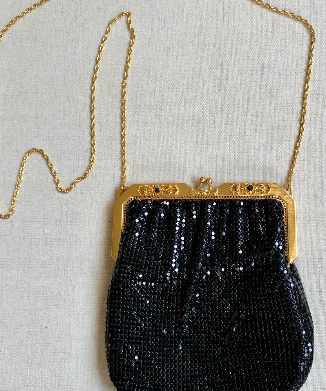 Black Chain Mail Purse Evening Bag Handbag Vintage 80s Whiting & Davis ...