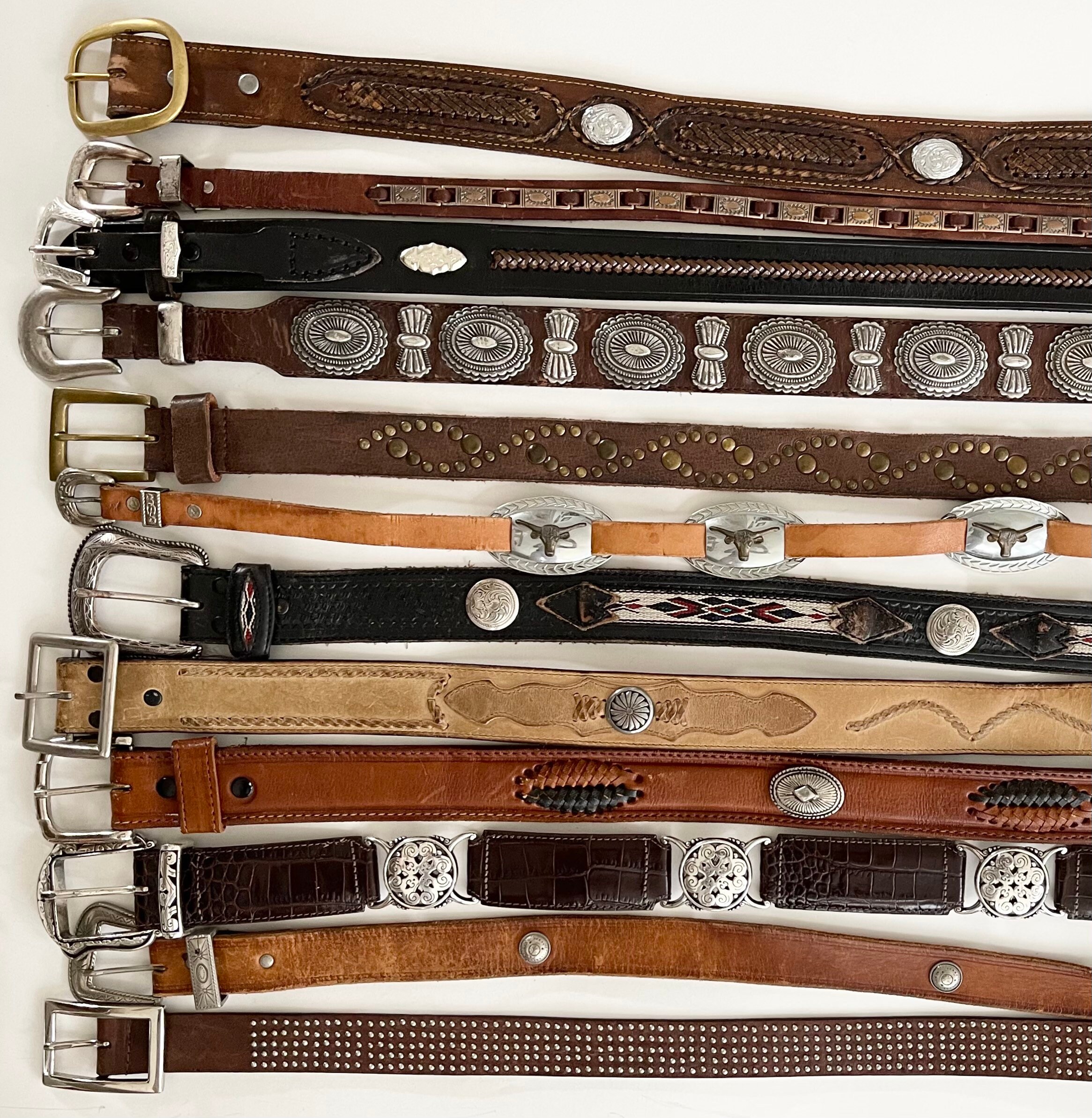 Western Leather Concho Belt Distressed 