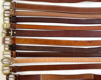 Distressed Brown Leather Belt Belts Vintage Mens Women's Belts Simple Classic Style Western Worn Rustic Rugged Upcycle