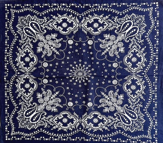 Vintage 50s Indigo Bandana Fast Color Elephant Trunk Up