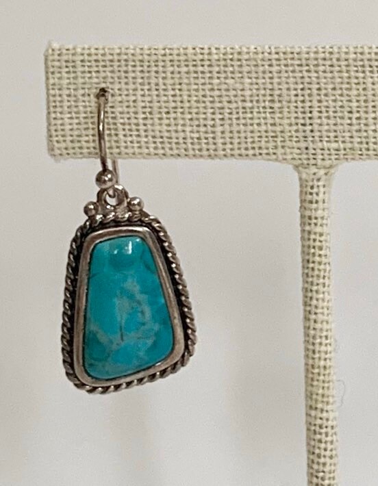Long Turquoise Dangle Earrings Vintage Barse Designer Signed Native