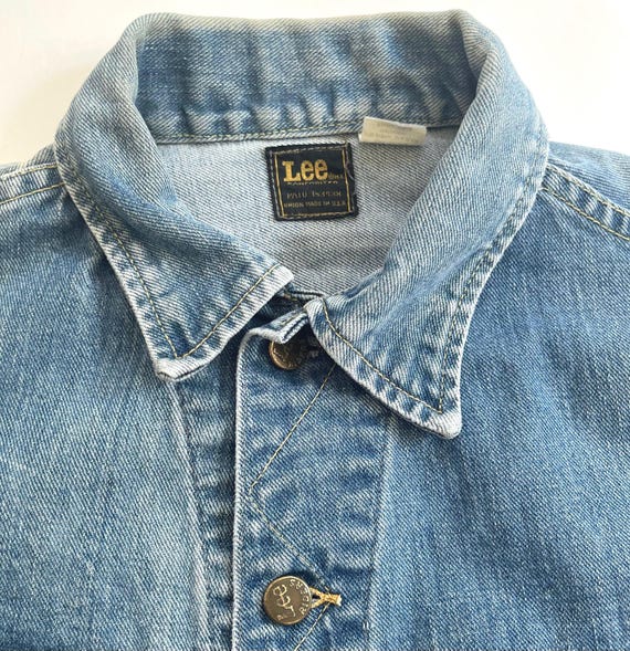 50s 60s Lee Faded Sanforized Denim Jacket Vintage Union Made in USA