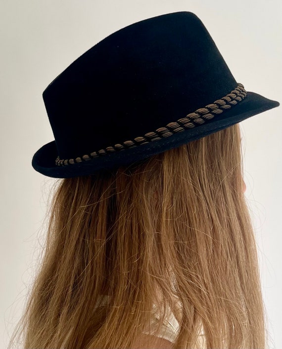 Black Velour Fedora Hat Vintage 50s Berg for the … - image 10
