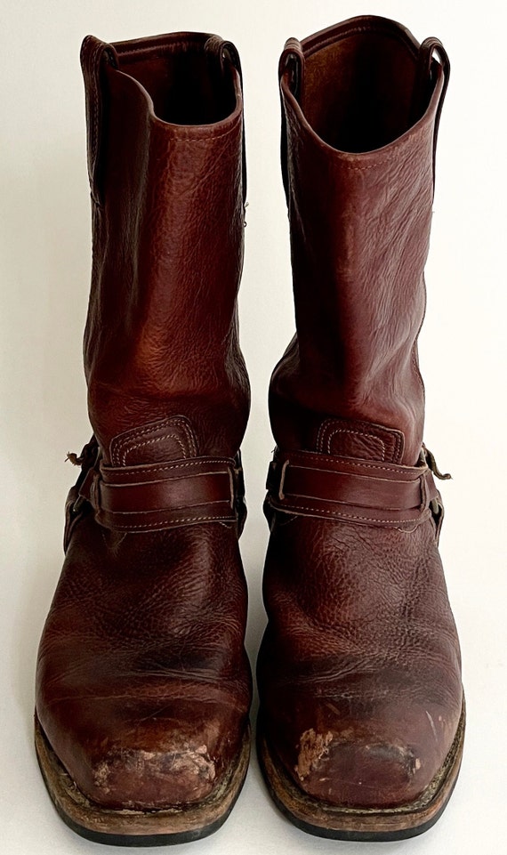 Frye Leather Harness Boots Men's Brown Oiled Leather Cowboy Frye Leather Harness Boots Men's Brown Oiled Leather Cowboy