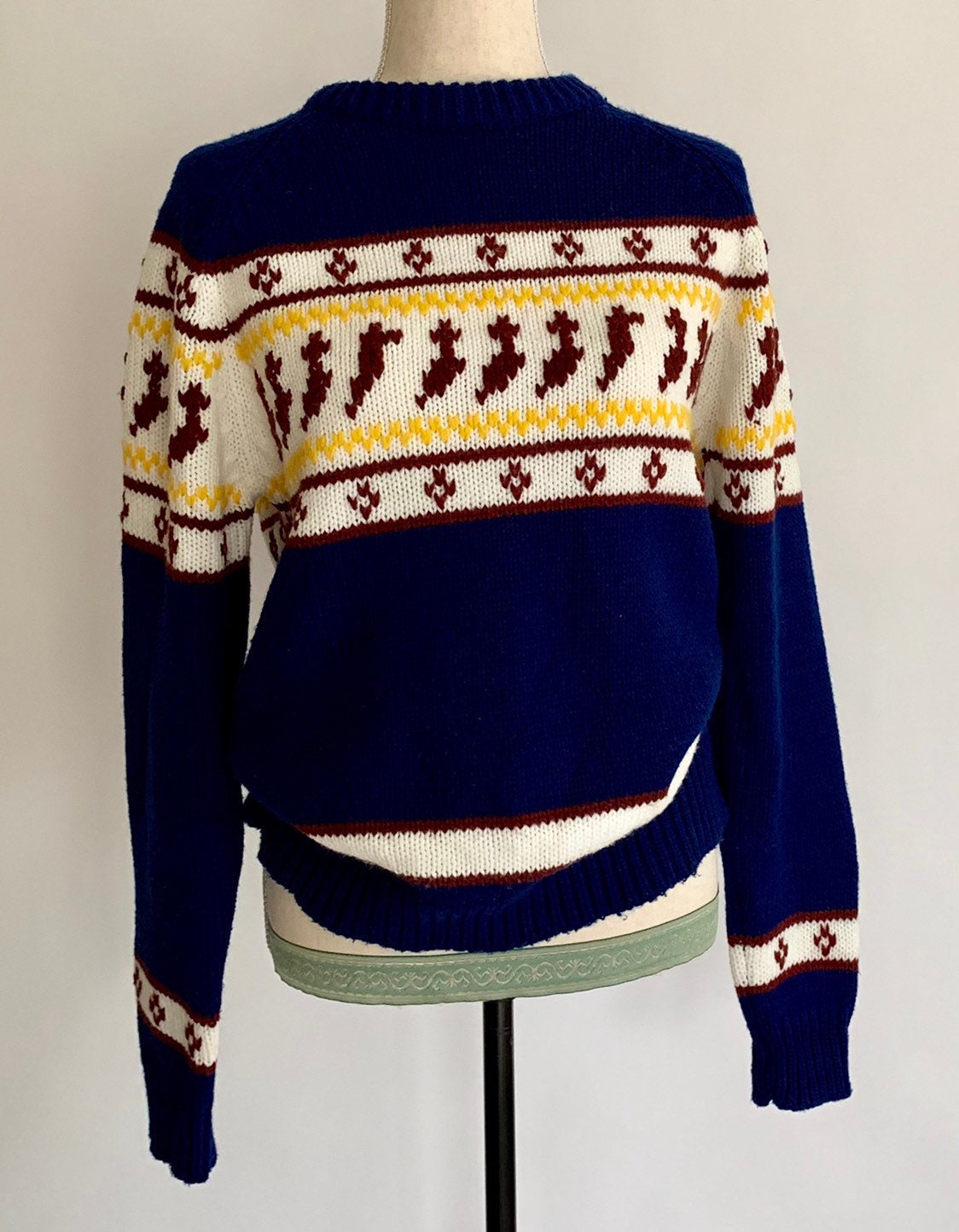 70s Fair Isle Sweater Vintage Lazarus Department Store Knitwear Navy ...