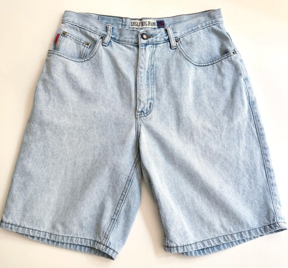 Bugle Boys Jean Shorts 80s Vintage Light Wash Denim Bugle Boy Jean Jorts Unisex Mens Womens Summer Shorts