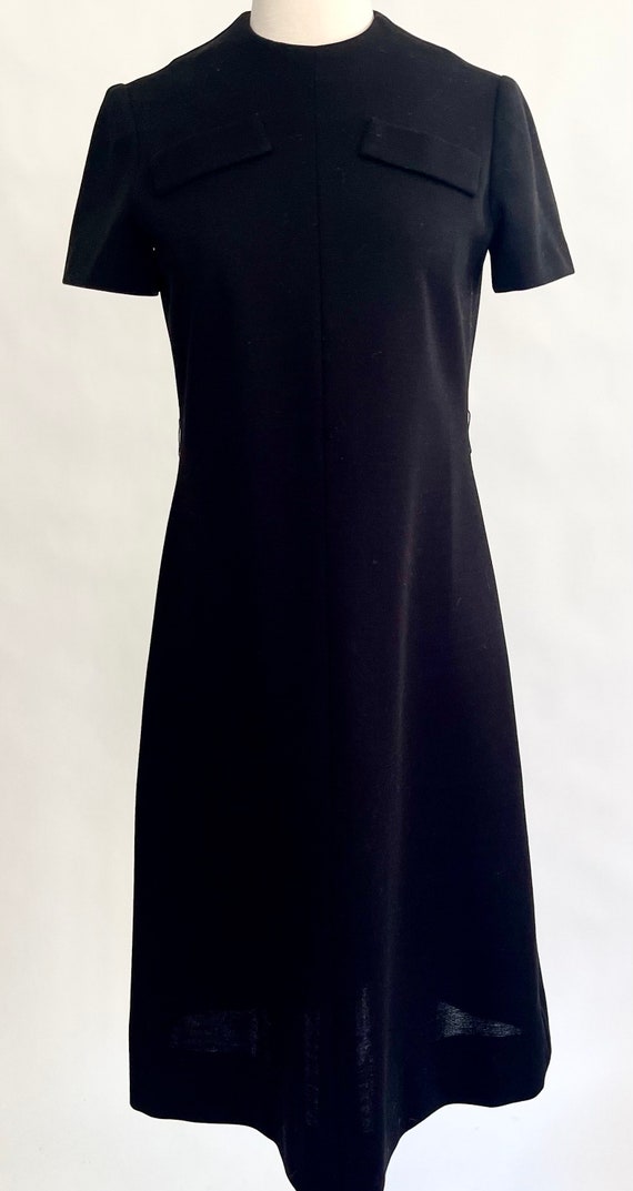 Mod 60s Little Black Dress Vintage Short Sleeve D… - image 3