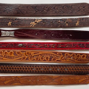 Kid's Aztec Inlay Floral Concho Tooled Leather Belt