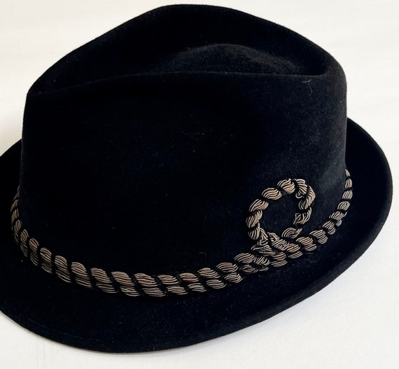 Black Velour Fedora Hat Vintage 50s Berg for the … - image 2