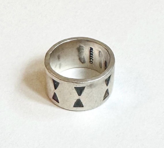Hefty Sterling Silver Cigar Band Ring Vintage Heavy Solid Taxco Mexico Mens Ring Size 9.5 9.75