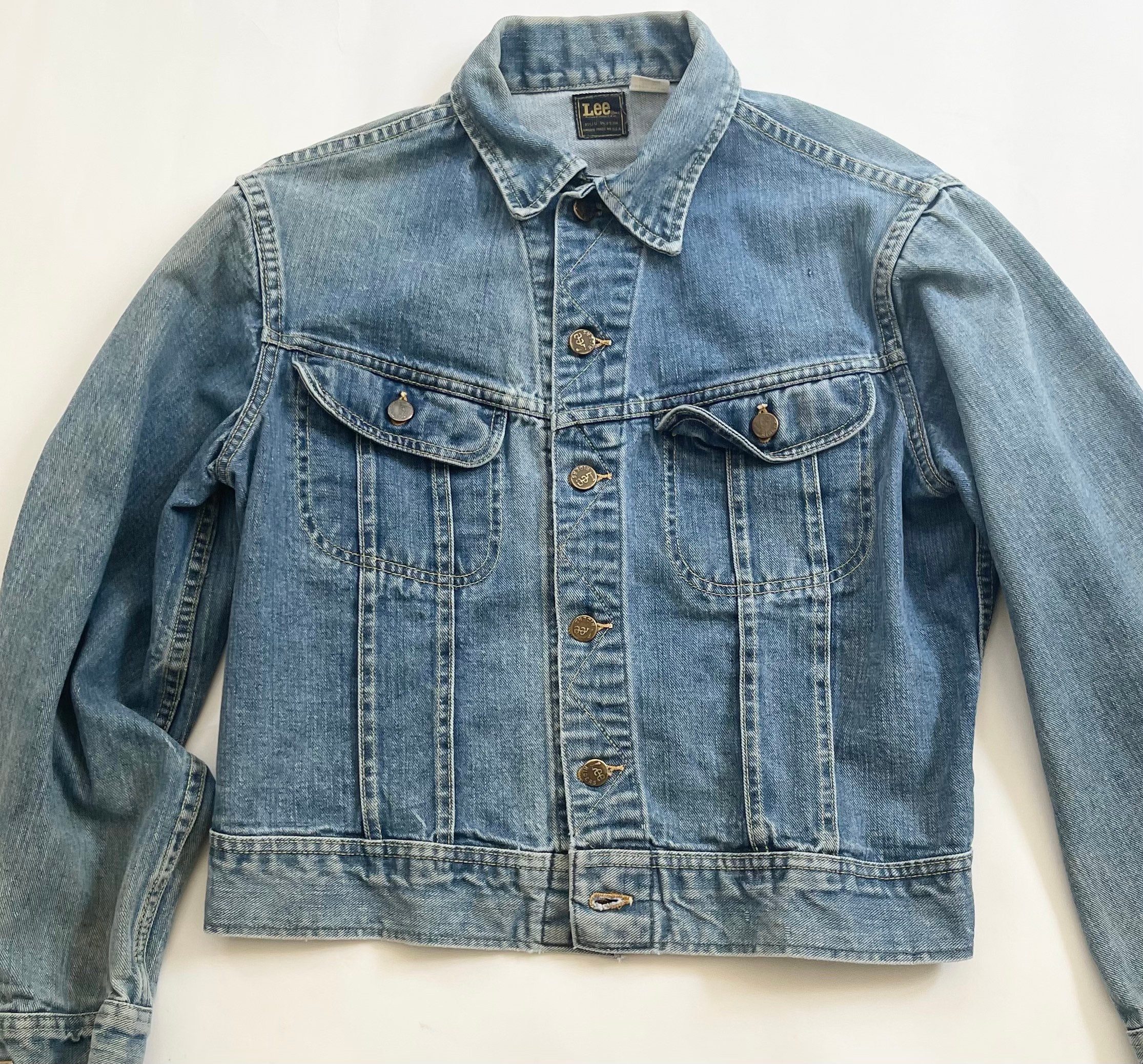 Lee Denim Jacket 50s 60s Vintage Union Made in USA Light Medium Faded ...