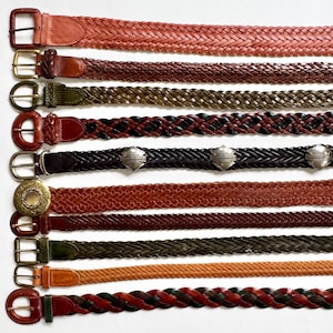Vintage Braided Woven Leather Belt: 80s-90s Neutral Style