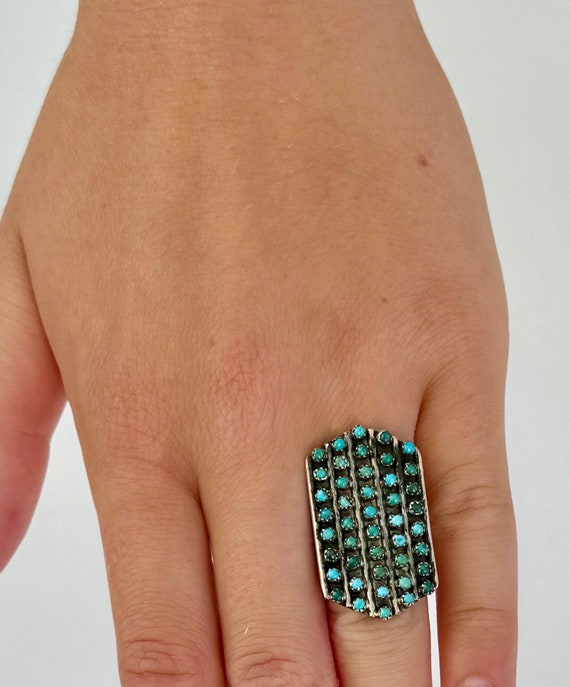 Over 60 Stones! Vintage Zuni Snake Eyes Turquoise Sterling Native American Jewelry Silver Ring Over 60 Stones! Vintage Zuni Snake Eyes Turquoise Sterling Native American Jewelry Silver Ring