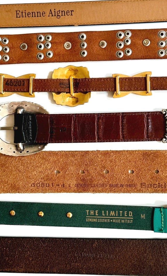 Vintage Embellished Leather Belt: 80s-90s Western Studded