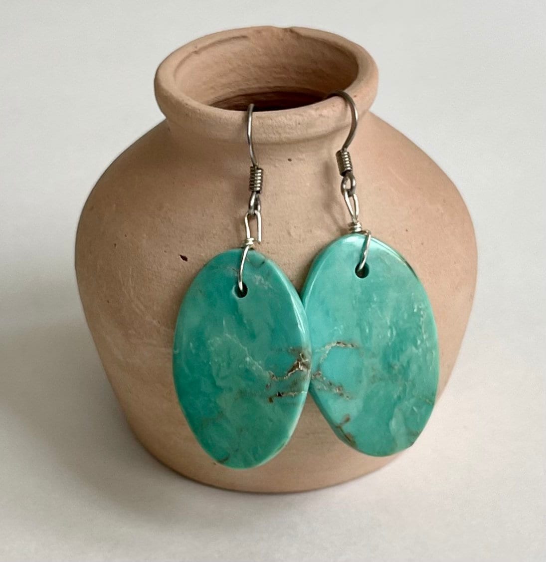 Native American Sensational Santo Domingo Turquoise Huge Slab Pendant Earrings Native American Sensational Santo Domingo Turquoise Huge Slab Pendant Earrings