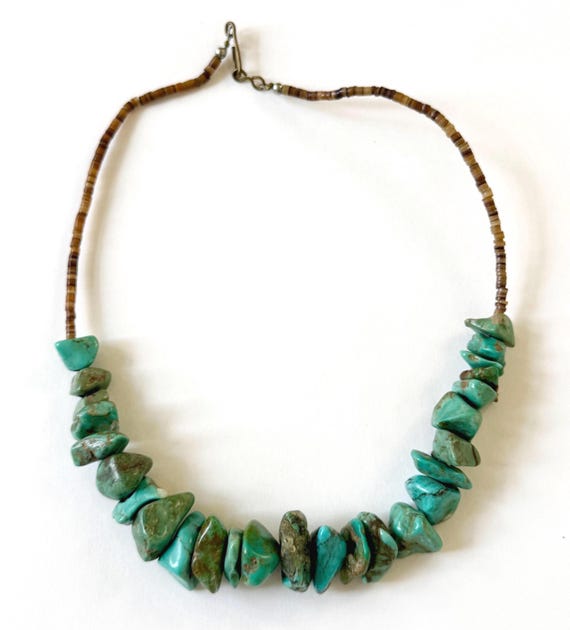 Vintage Native American Turquoise Nugget Choker Necklace 16"