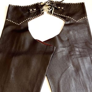 Handmade Vintage Western Riding Chaps Dark Brown Leather image 3