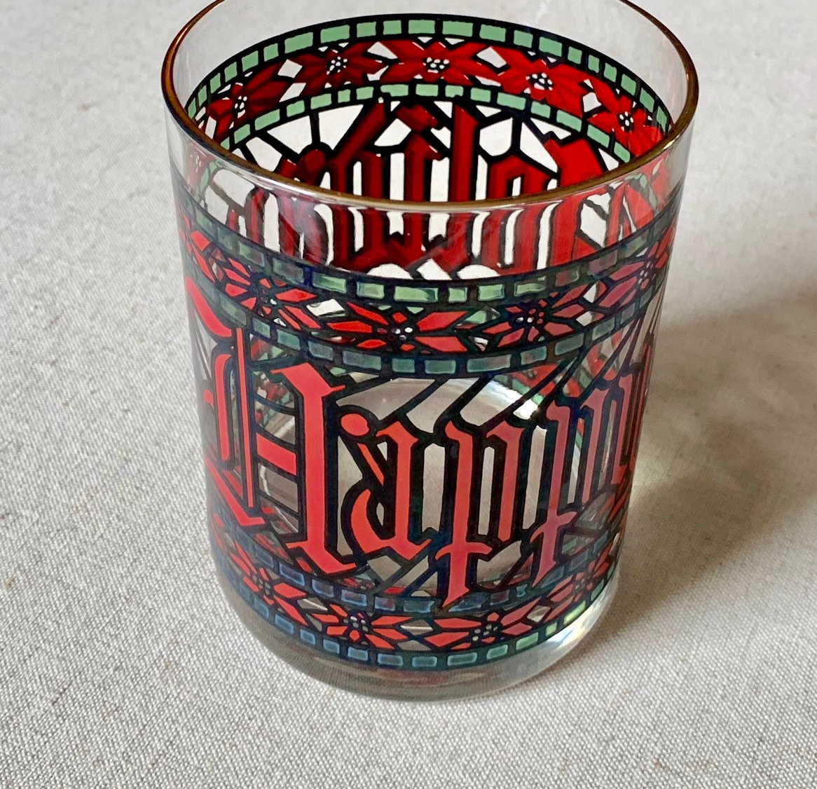 Mid Century Holiday Glasses Vintage 50s 60s MCM Barware Rocks Low Ball