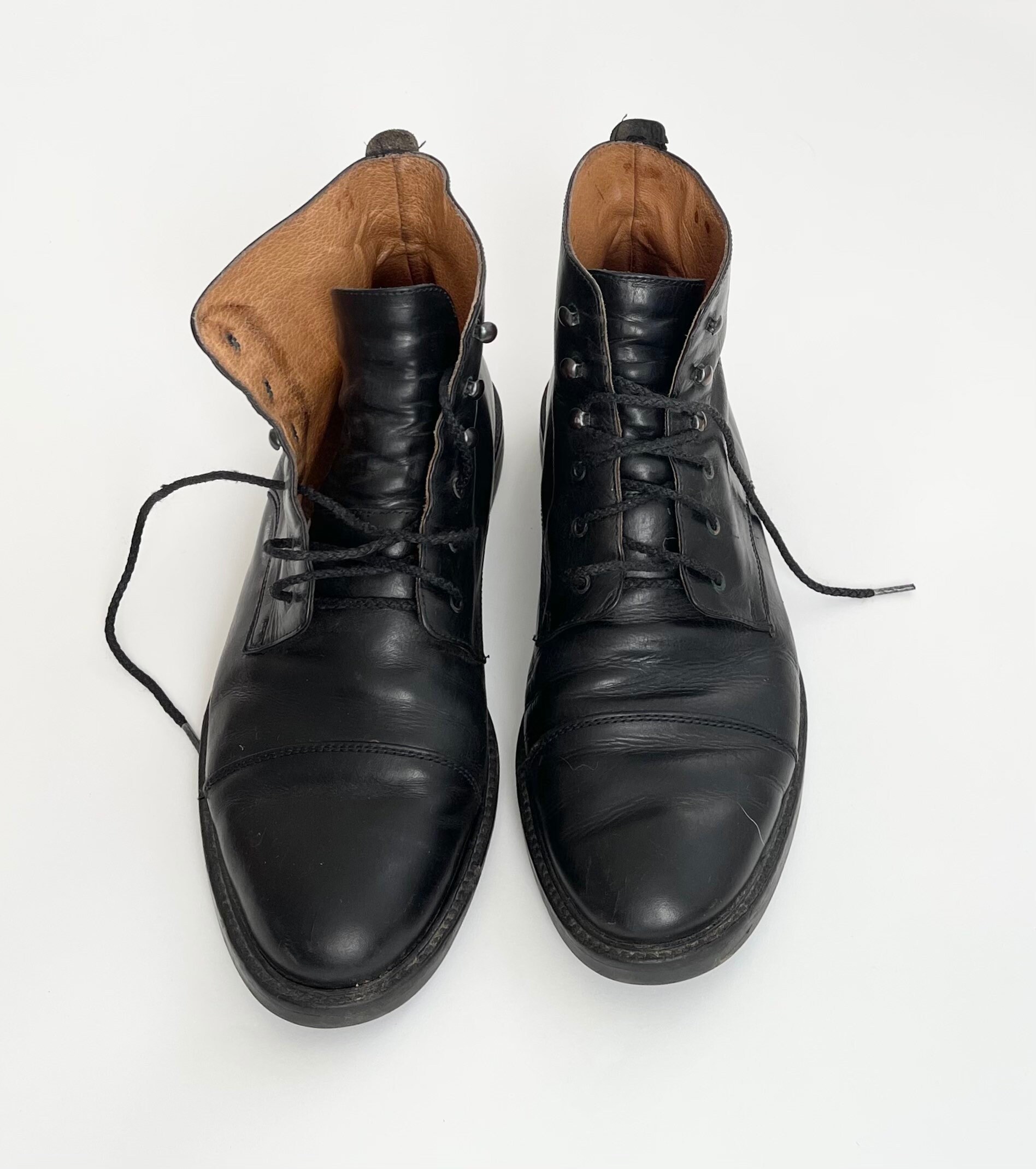 Mens Italian Leather Boots Vintage Alfani Made in Italy Black Leather ...