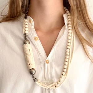 Colar vintage com miçangas estilo Boho: estilo hippie folk dos anos 70, 71 cm de comprimento