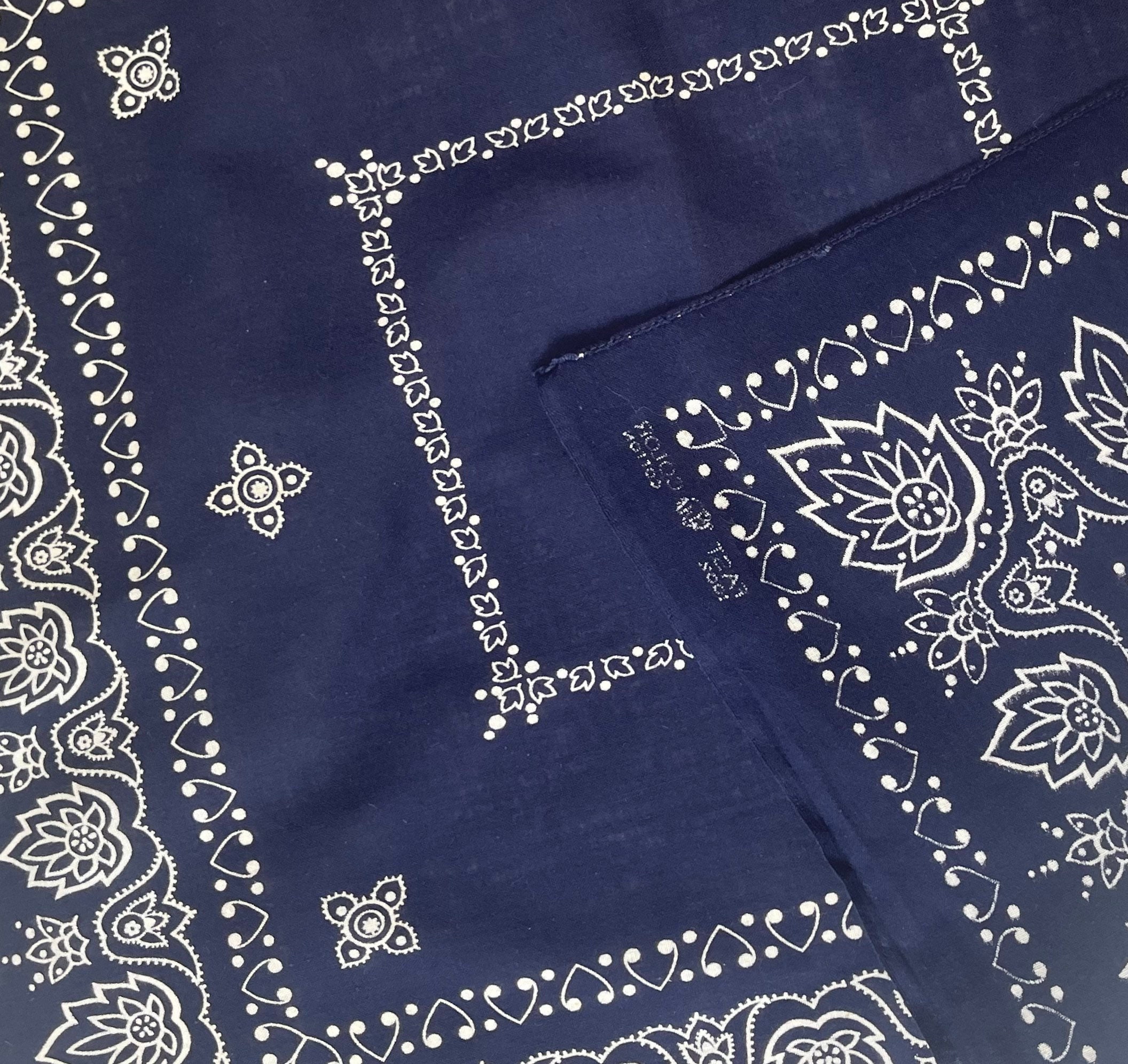 Antique Trunk Down Bandana Indigo Blue White Print Vintage 40s Fast ...