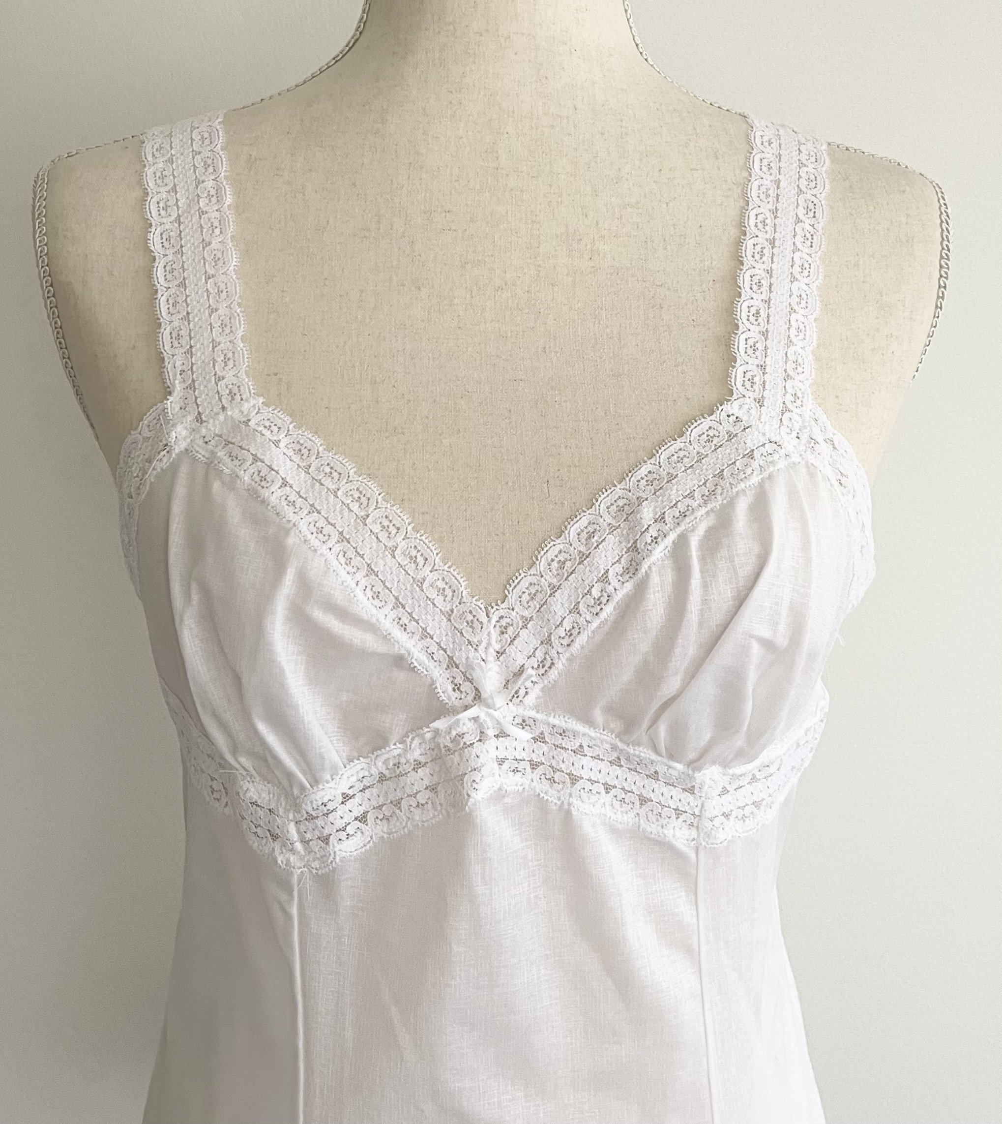 Lightweight White Lace Camisole Vintage Olga Made in USA Semi Sheer ...