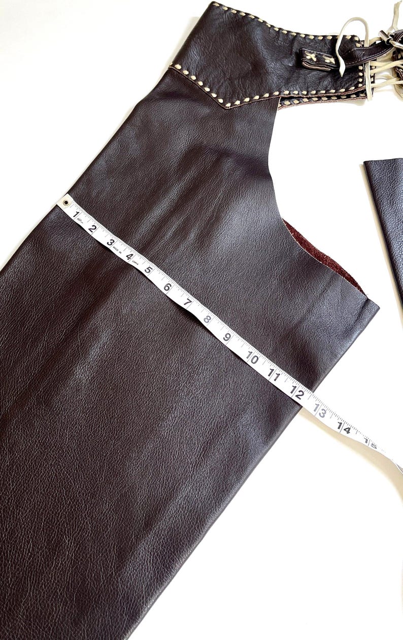 Handmade Vintage Western Riding Chaps Dark Brown Leather image 8