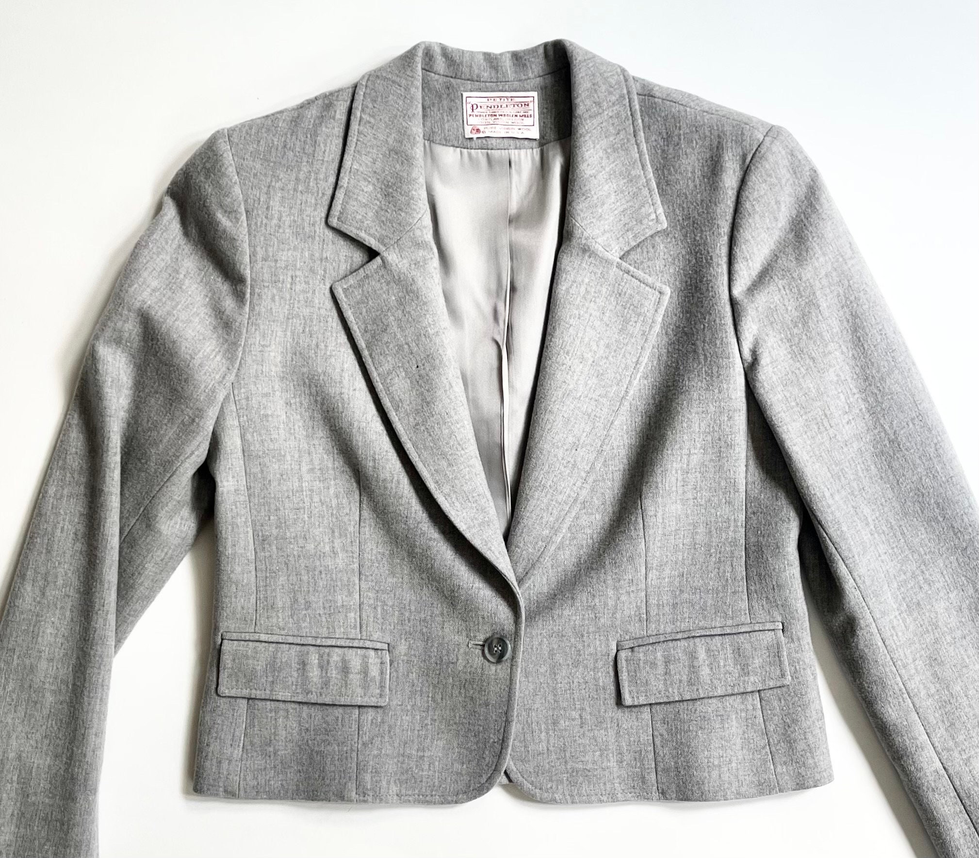 Pendleton Gray Wool Jacket Blazer Vintage 80s Virgin Wool Pendleton Gray Wool Jacket Blazer Vintage 80s Virgin Wool