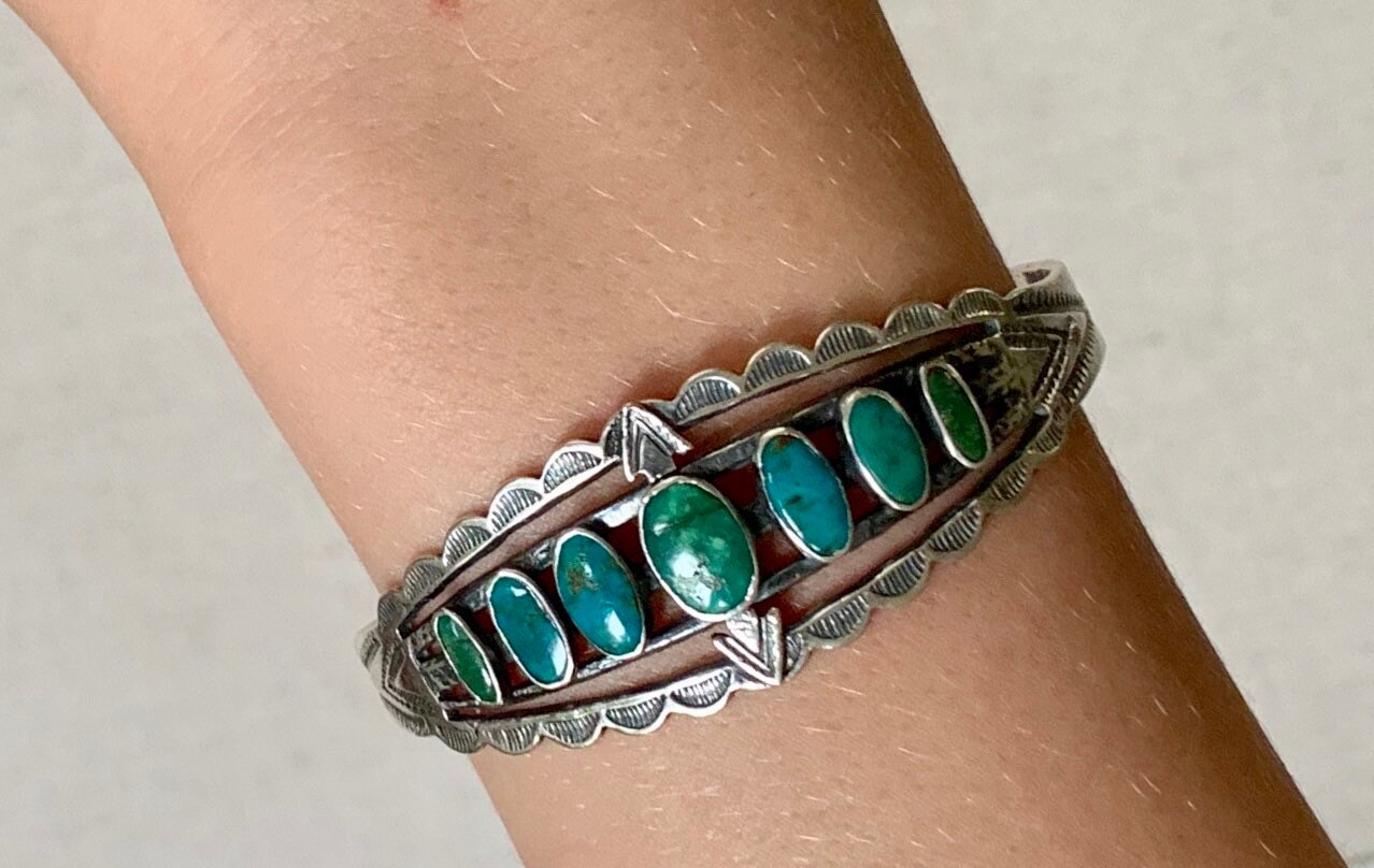 Fabulous Fred Harvey Era Turquoise Bracelet Cuff Native American Navajo ...