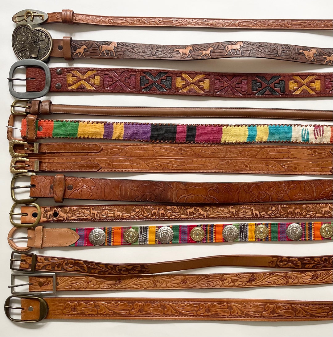 Child Tooled Leather Belt XXS Woman Kid Boy Girl Size 24 26 Western