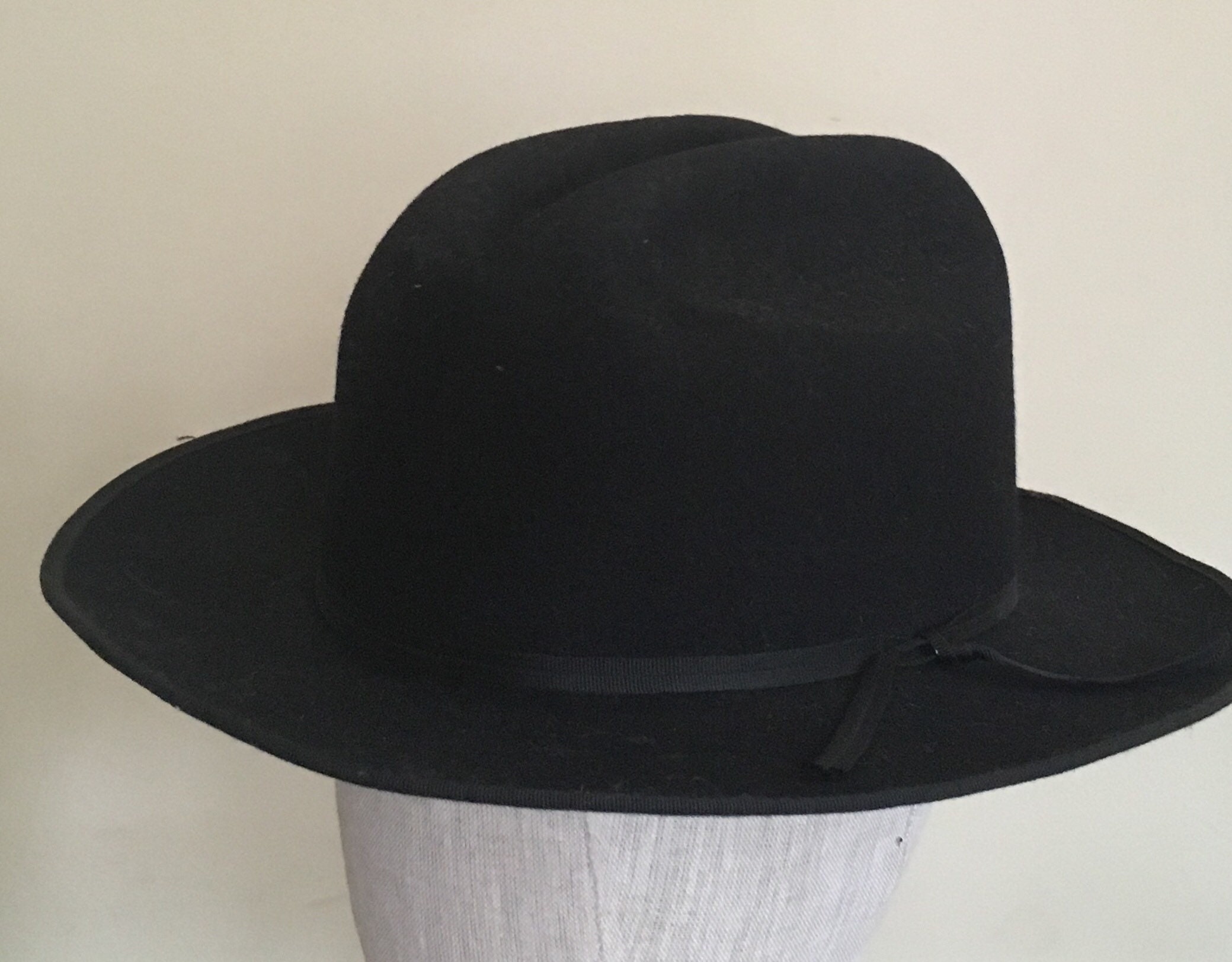 Black Wool Derby Hat Vintage Chief Executive The LBJ Felted Wool Cowboy ...