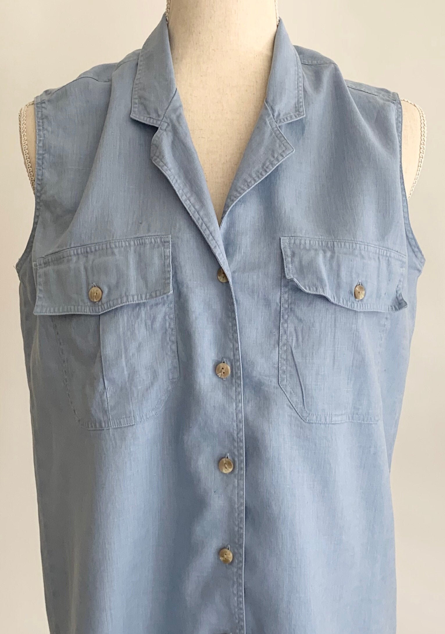 Linen Sleeveless Shirt Abercrombie and Fitch Vintage 80's 90s Made in ...