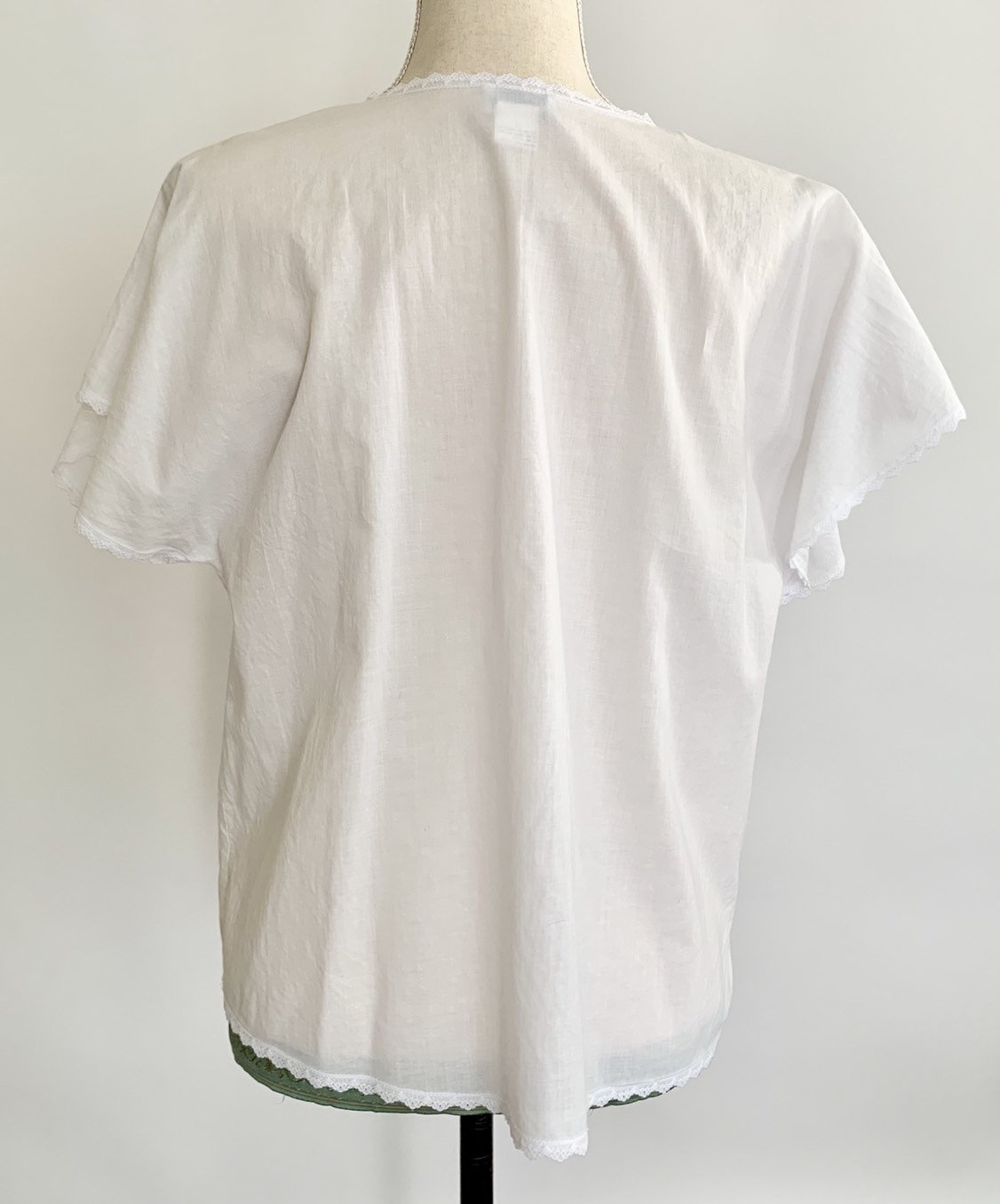 White Cotton Bed Jacket Vintage Sara Beth Sleepwear Kimono Cover Up Top