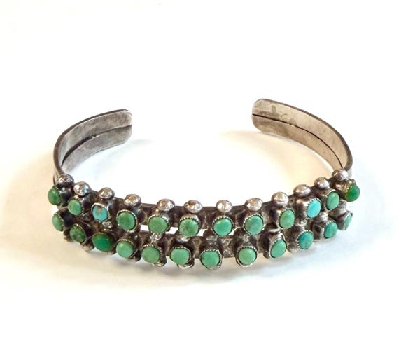 Vintage Snake Eye Turquoise Cuff Bracelet 30's 40's Native American Zuni