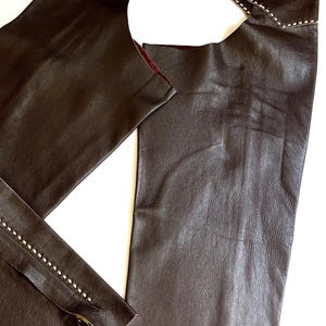 Handmade Vintage Western Riding Chaps Dark Brown Leather image 2